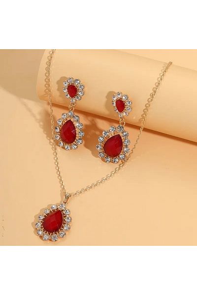 SIC MODA Retro Red Necklace and Earrings Set SIC MODA 5148