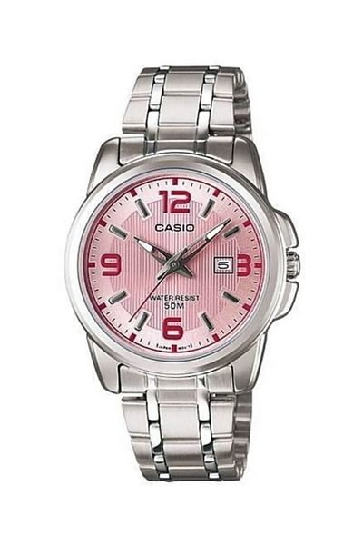 Casio Pink Dial Women's Wristwatch with Metallic Color