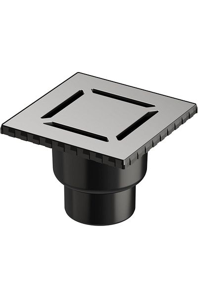 CALRADİA V-Flow Square 5608279   Shower Channel, Bottom Outlet, 15X15 Cm, Dk 100 Cover, Matte Chrome