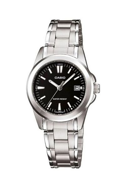 Casio Women's Wristwatch with Black Cord and Metallic Color