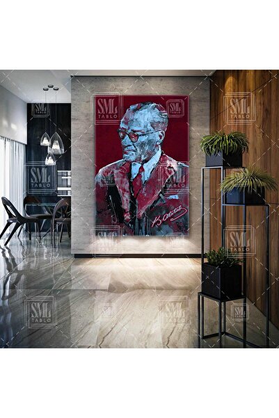 SML TABLO Mustafa Kemal Atatürk İmzası Bordo Ve Mavi Trabzonspor Dikey Kanvas...