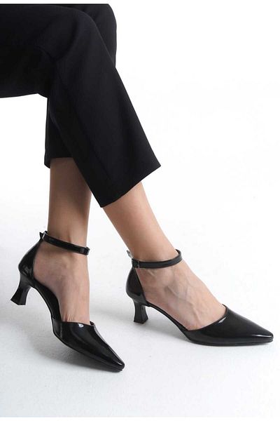 JVC Women's Black Patent Leather Low Heel Stiletto
