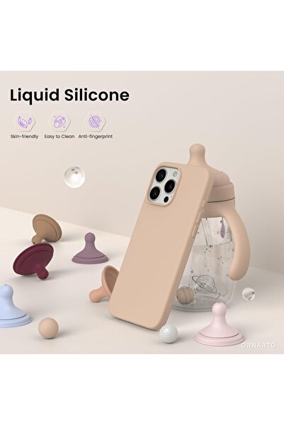 Merwish İphone 16 Pro Uyumlu Logolu Içi Kadife Yumuşak Silikon Kamera Korumal...