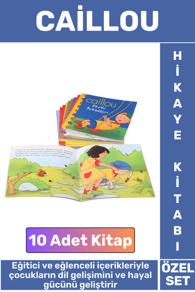 Wintoup Eğitici Eğlenceli İlgi Çekici Dil Bilgisi Gelişimi Bebek Çocuk Hikaye Kitapları CAILLOU 10'lu Set