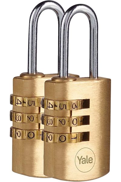 LUXE Y150B/22.9/120/2-22.9Mm Combination Brass Padlock Set of 2 - Standard Protection - Steel Ring - 3 H