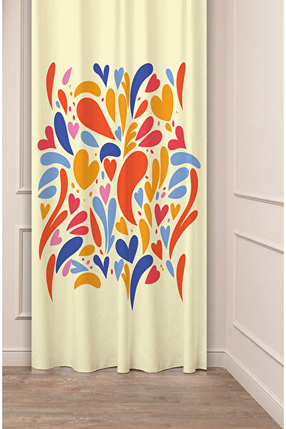 GREENDECOR Flori, frunze, dungi, model boem, design special, digital cu imprimeu (un singur aripă), perdea de fundal modernă și elegantă