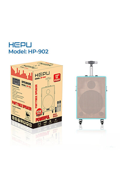 HEPU HP 902 Taşınabilir 40w Rms Bluetooth Hoparlör 12 inc Woofer Usb,Aux,Tf 2...