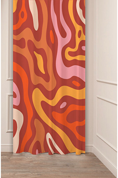 GREENDECOR Flori, frunze, dungi, model boem, design special, digital cu imprimeu (un singur aripă), perdea de fundal modernă și elegantă