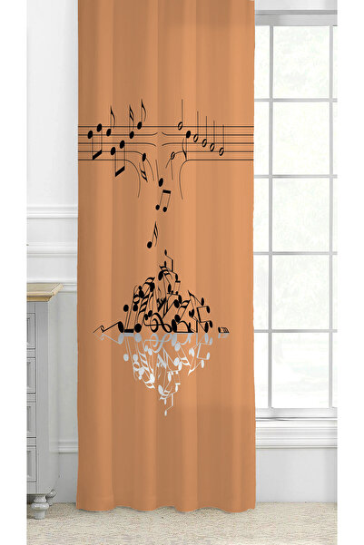 GREENDECOR Note Music Song Composition Bohemian Patterned Special Design Digital Printed (Single Wing) Modern Stylish Background Curtain