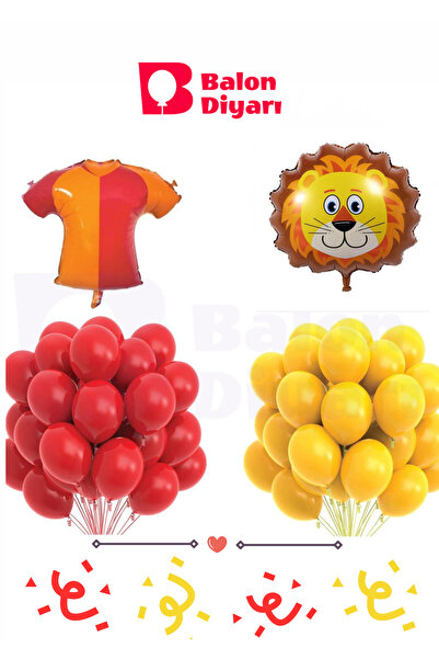 BALON DİYARI Sarı Kırmızı Taraftar Temalı Balon Seti 20 Adet Balon Forma Balo...