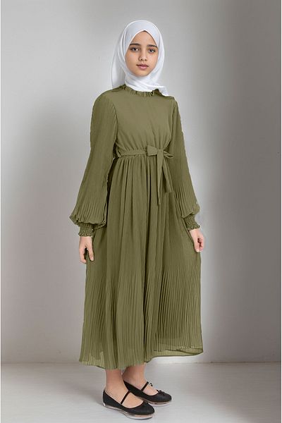 Joui Co Κοριτσίστικο μακρύ πλισέ φόρεμα Hijab