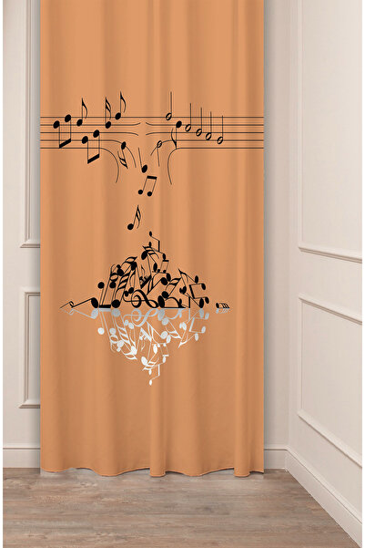 GREENDECOR Note Music Song Composition Bohemian Patterned Special Design Digital Printed (Single Wing) Modern Stylish Background Curtain