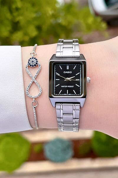 Casio Kadranı Siyah Kordonu Metalik Renk 24 Ay Garantili Kadın Kol Saati