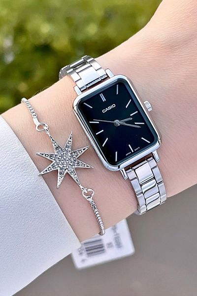 Casio Women Wrist Watch with Dial Black Cord Metallic Color 24 Months Guarantee