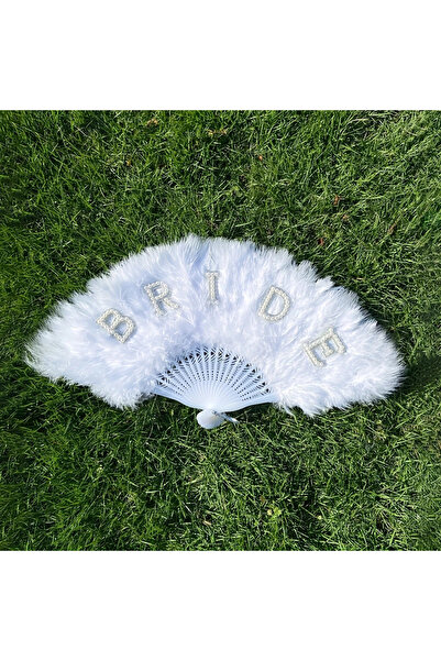 seltuğ Feathered Bride Written Bridal Fan