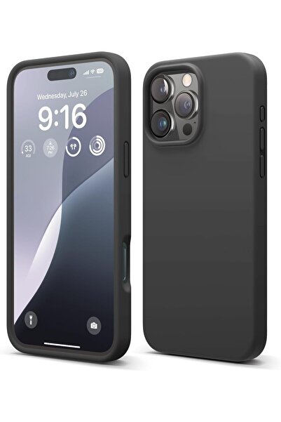 Merwish İphone 16 Pro Uyumlu Logolu Içi Kadife Yumuşak Silikon Kamera Korumal...