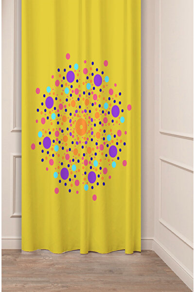 GREENDECOR Flori, frunze, dungi, model boem, design special, digital cu imprimeu (un singur aripă), perdea de fundal modernă și elegantă