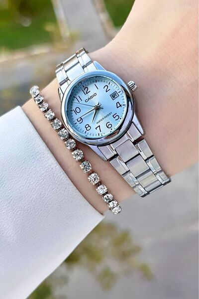 Casio Dial Blue Cord Metallic Color Women's Wristwatch