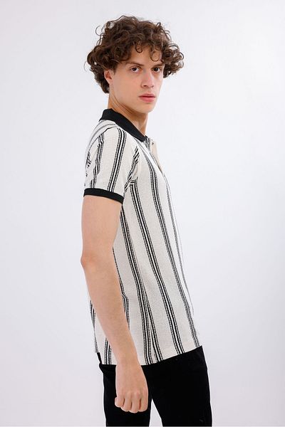 Decas Βαμβακερό μπλουζάκι IMPERIUM Polo Neck - Λευκό