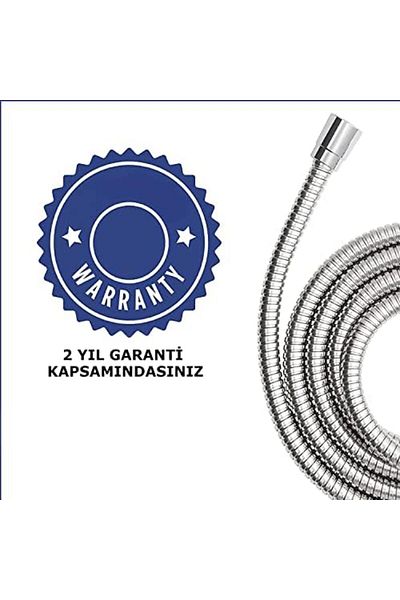 Mu Art Ahşap Mrt Stoneseries Luxury Shower Set - Full Chrome Finish Hand Shower with 3 Different Sprays + 170 cm Double