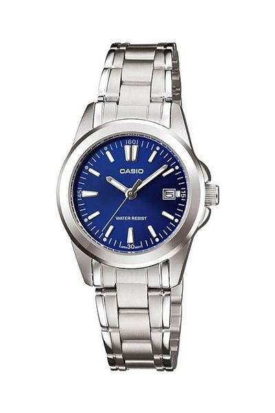 Casio Women's Wristwatch with Navy Blue Cord and Metallic Color