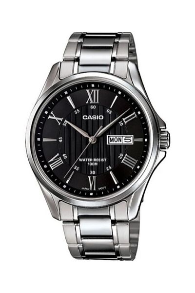 Casio Dial Black Band Metallic Color Men's Wristwatch