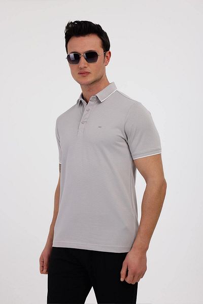Decas STORM Polo Neck Βαμβακερό T-shirt - Γκρι