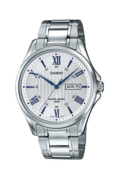 Casio Numerals Blue Cord Metallic Color Men's Wristwatch with 2 Years Warranty
