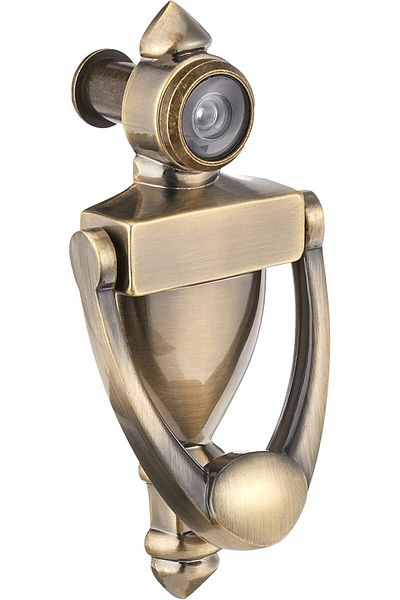 LUXE S 4235 Door Knocker and Viewer, Cast Structure, Antique Brass Finish (Single Pack), Kah