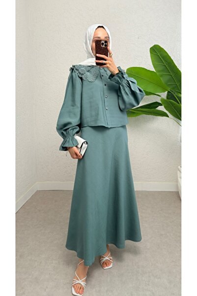 HİJABAYA Baby Collar Scalloped Sleeve Elastic Blouse