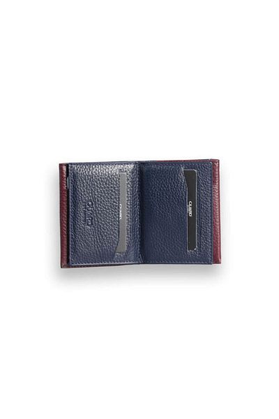 GUARD Navy Blue - Claret Red Double Color Compartment Genuine Leather Card Holder - Grd2403Xw22577