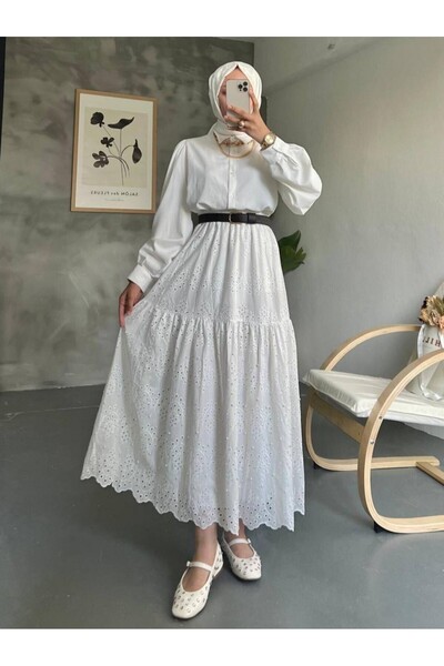 HİJABAYA Спідниця з частинками перлів, детально оздоблена, на талії на резинці