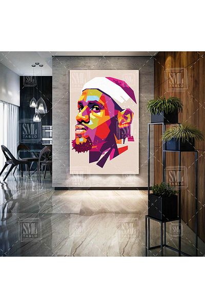 SML TABLO Lebron James Illustration Basketball Legend Τετράγωνος πίνακας σε καμβά