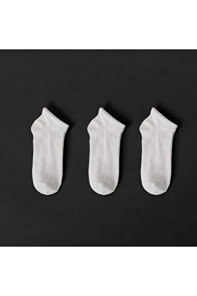HAYEL 3 Ζεύγη Λευκά Επίπεδα Βαμβακερά Μποτάκια Κάλτσες