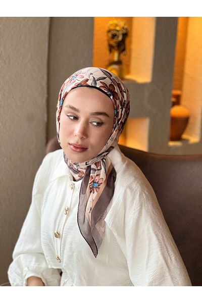 Modakaşmir وشاح قطني بنمط زهرة ذهبية