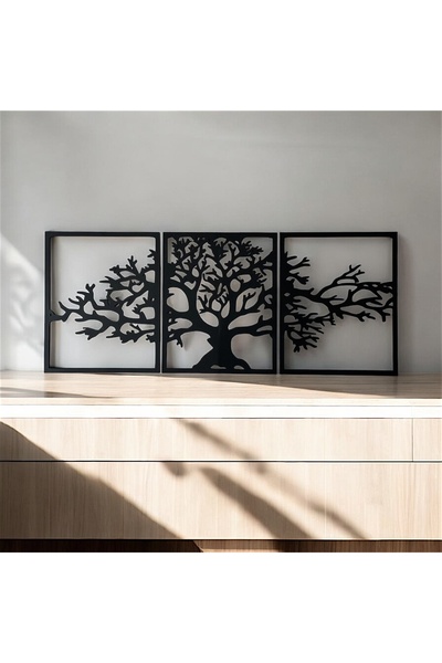 Dekor Dekoratif 3 Parçalı Ağaç Silüeti Duvar Tablosu