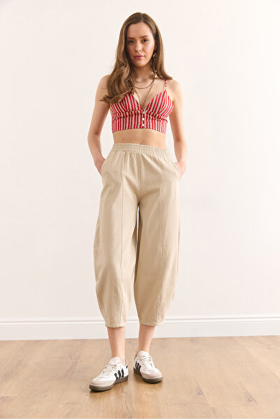 Olalook Women's Stone Pocket Baggy Gabardine Trousers Pnt-19000337