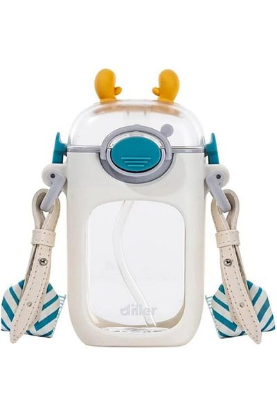 STOREMAX Sbl 400ml Tritan Children's Water Bottle with Strap, Straw and Animal Ear (White) Sblshp 1064356