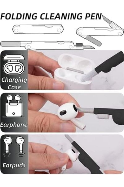 Mu Art Ahşap Home Keyboard Cleaning Brush, 7 in 1 Multifunctional Keyboard, Earphones Cleaning