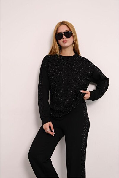 ANKA BOUTIQUE taşlı uzun kol eşofman takımı