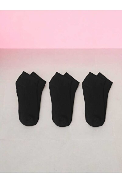 HAYEL 3 чифта черни обикновени памучни чорапи до глезена