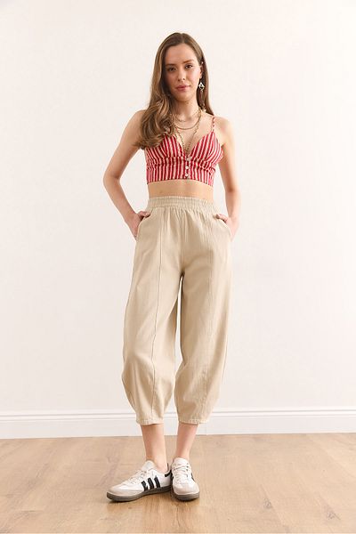 Olalook Women's Stone Pocket Baggy Gabardine Trousers Pnt-19000337