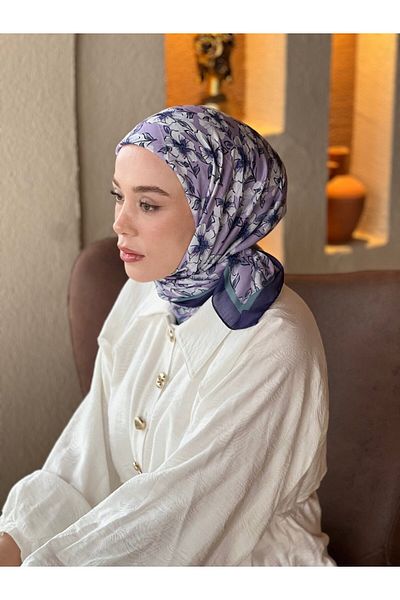 Modakaşmir Freesia Pattern Cotton Scarf