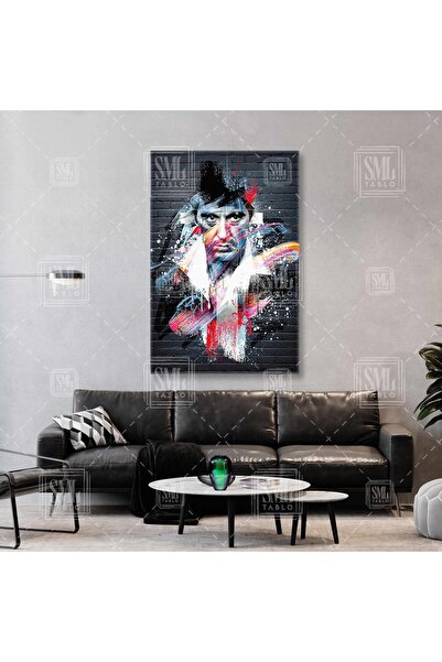 SML TABLO Pictură verticală pe pânză cu film cu față rănită cu graffiti de artă stradală Al Pacino