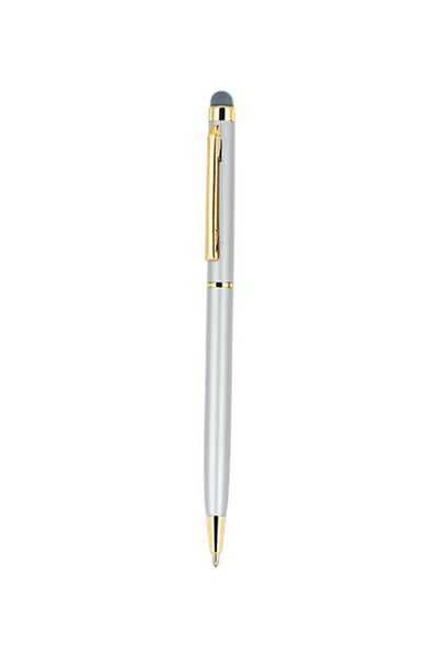 PULKO Promosyon Thinytouch, Touch-Screen Tip, Ballpoint Pen, 064, Golden Yellow / Silver Grey