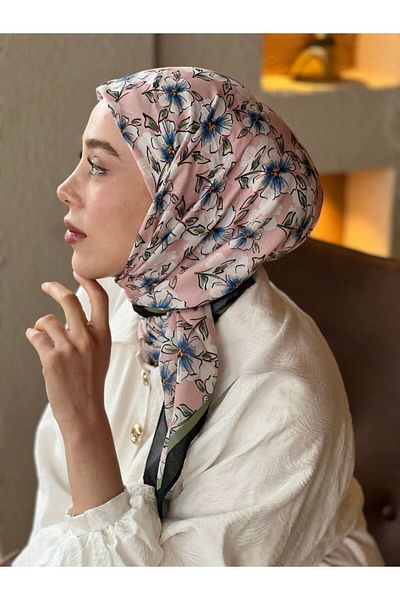 Modakaşmir Freesia Pattern Cotton Scarf