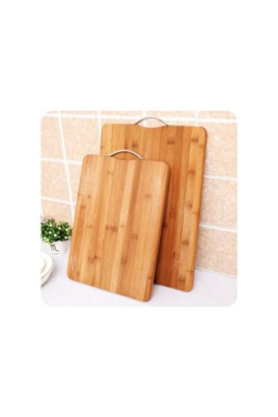 M&K Kitchen 2 قطعة لوح تقطيع من الخيزران بمقبض فولاذي لتقطيع اللحوم وسلطة الخ...