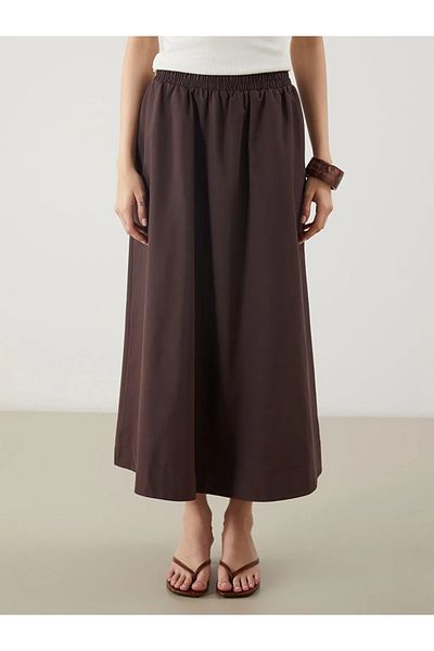 LC Waikiki Lcw vision brown elastic waist a-line skirt