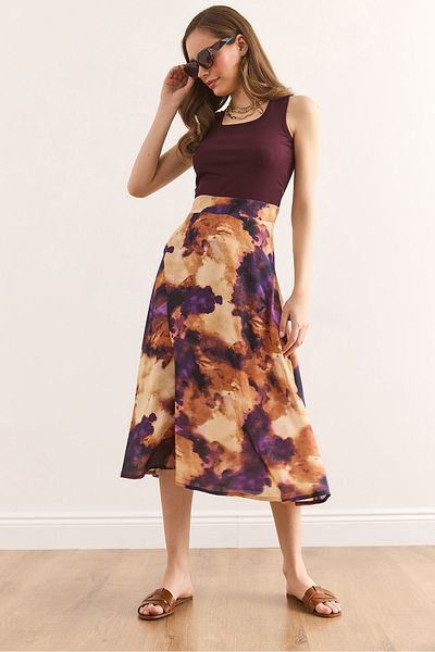 Olalook Rochie midi pentru femei, burgundă, cu fermoar ascuns, cu garnitură laterală ELB-19002393