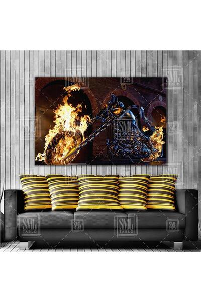 SML TABLO Yanan Motor Hayalet Sürücü Ghost Rider Marvel Yatay Kanvas Tablo